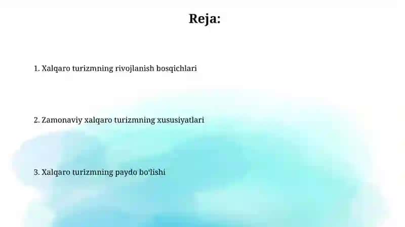 Xalqaro turizmning rivojlanishi 2