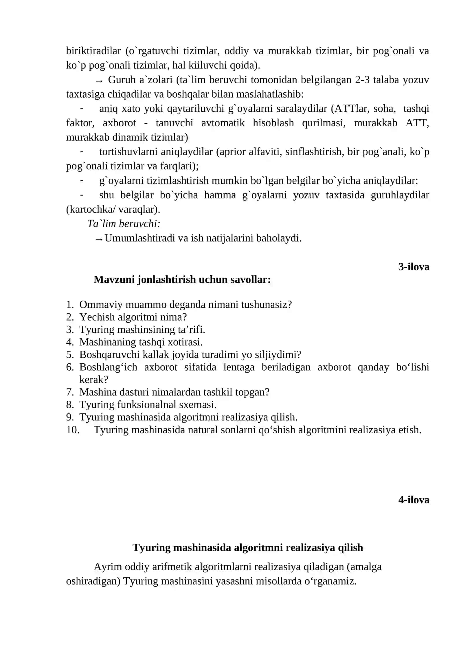 TYURING MASHINASI USTIDA AMALLAR 2