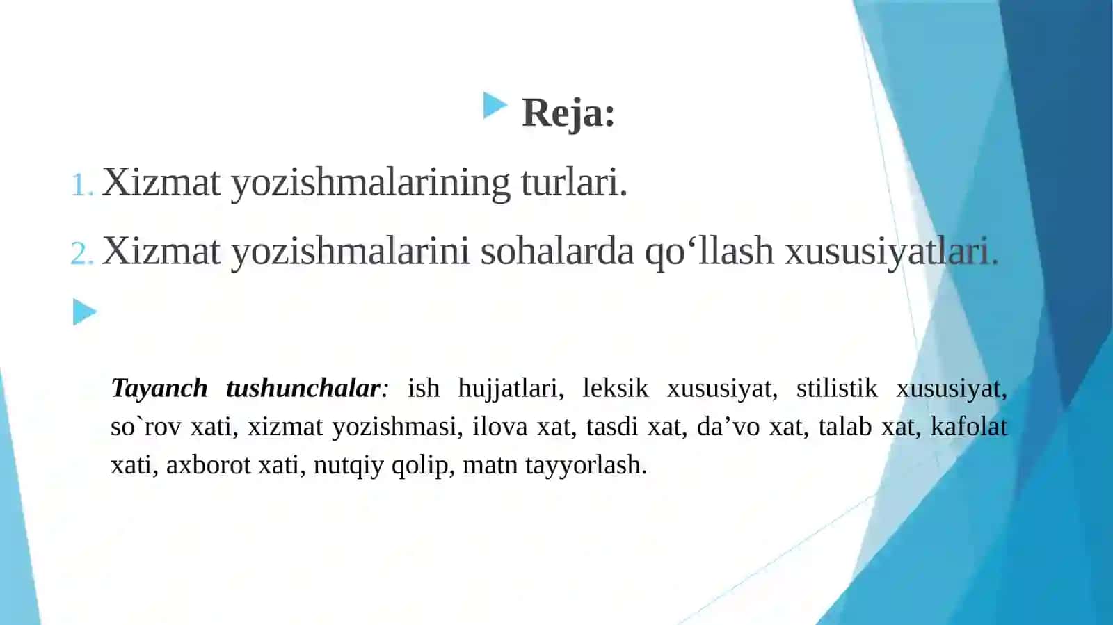 Sohaviy xizmat yozishmalari 2