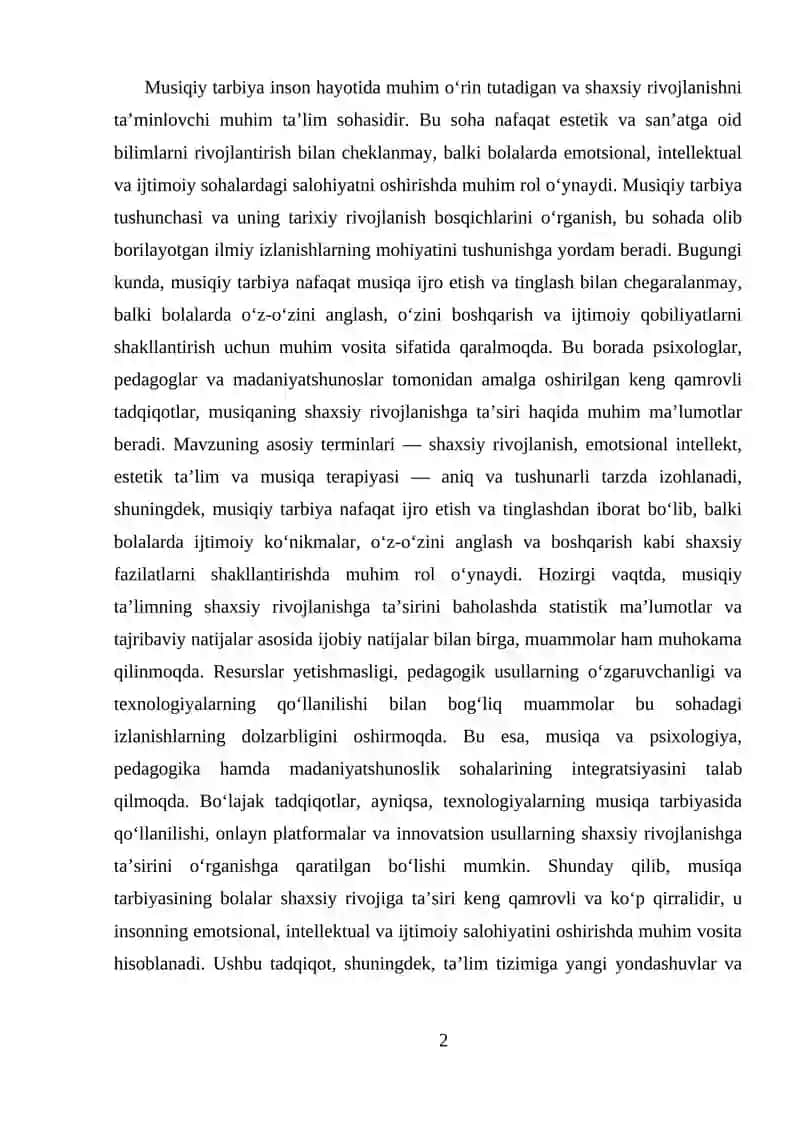 Musiqa terapiyasi va musiqa tarbiyasi 2