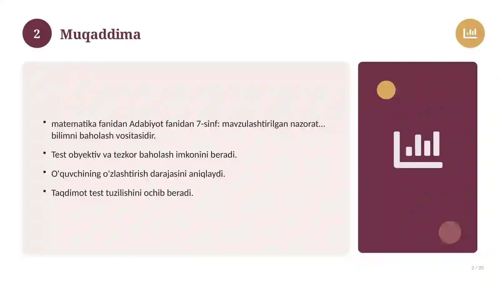 Adabiyot fanidan 7-sinf: mavzulashtirilgan nazorat ishi va tahlil 2