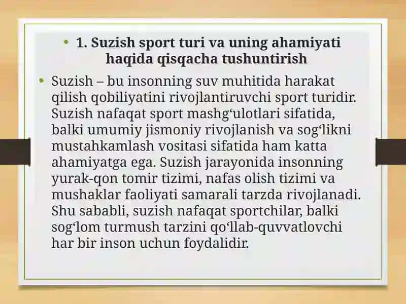 Suzishda startdan chiqish va burilishlarni oʻrgatish 2