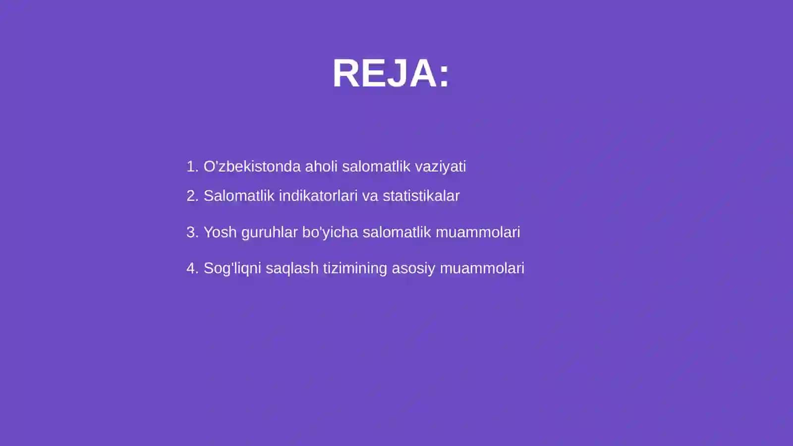 Òzbekistonda aholi salomatlik darajasi 2