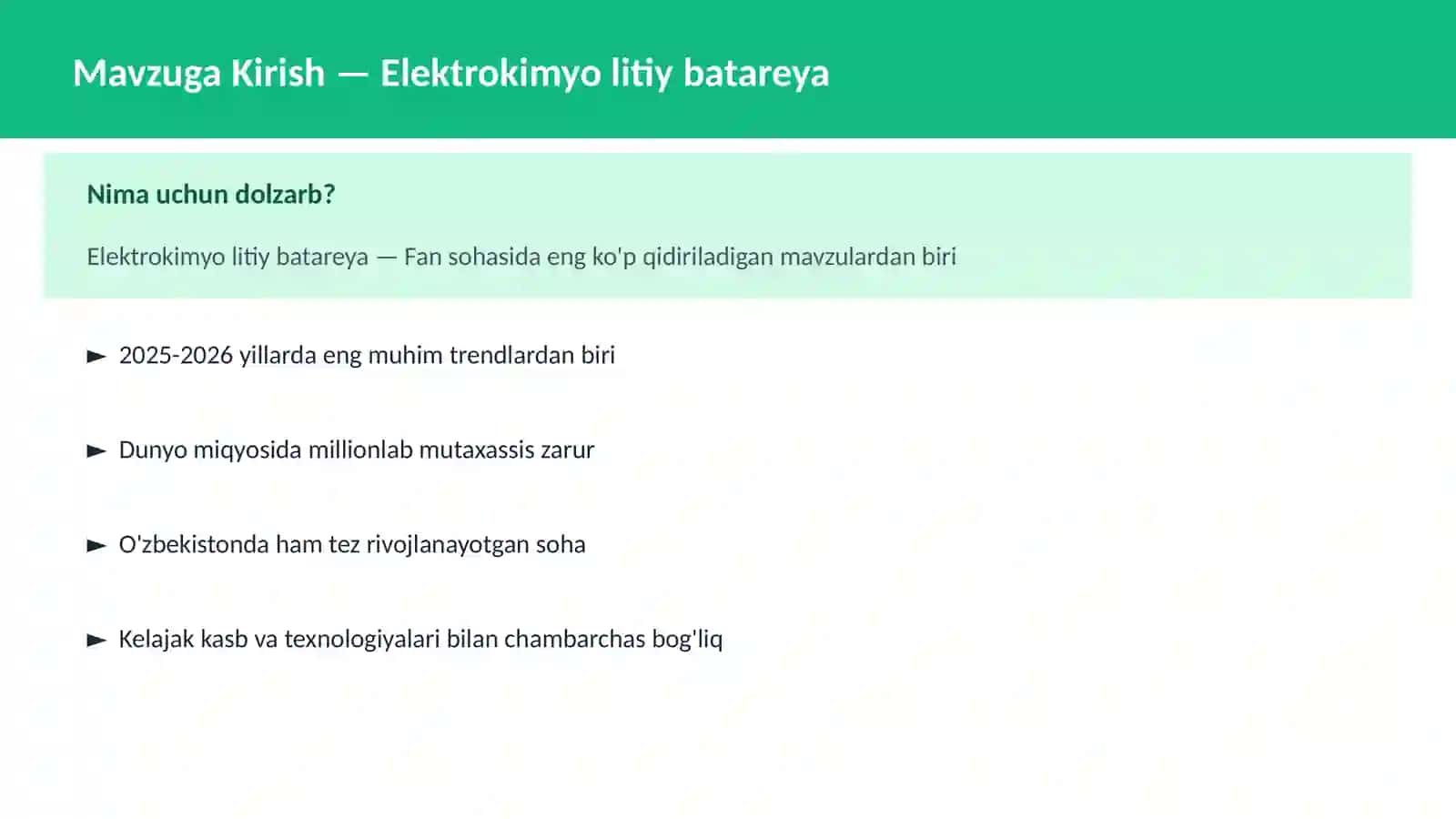Elektrokimyo litiy batareya 2