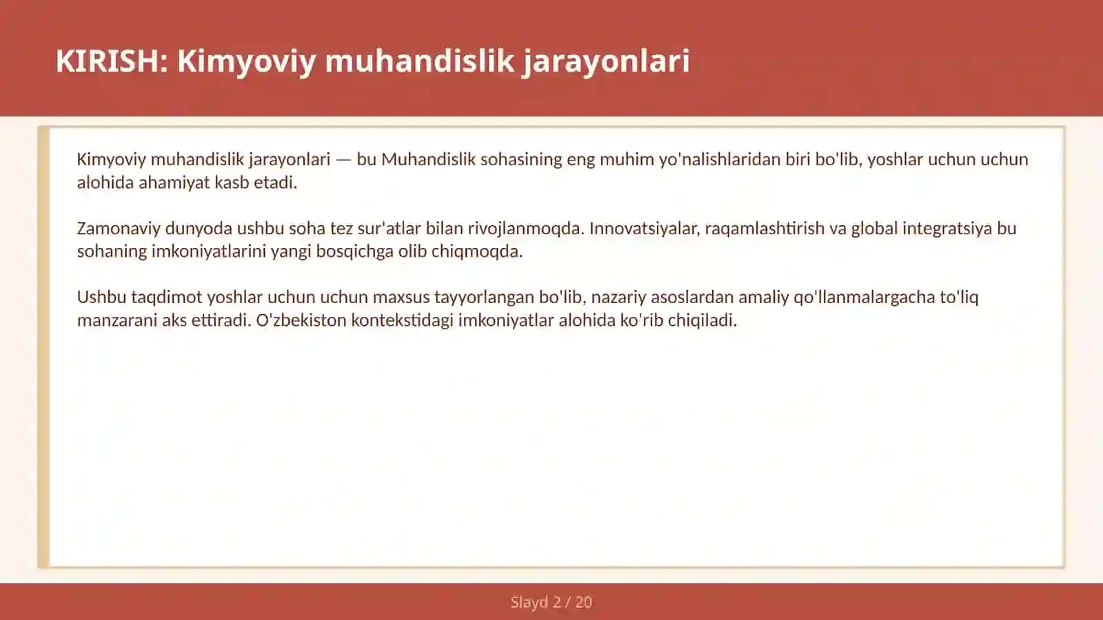 Kimyoviy muhandislik jarayonlari 2