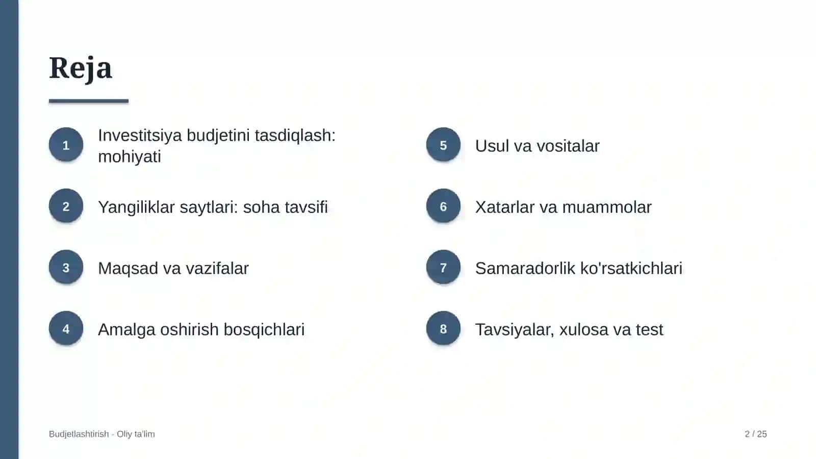 Yangiliklar saytlarida investitsiya budjetini tasdiqlash 2