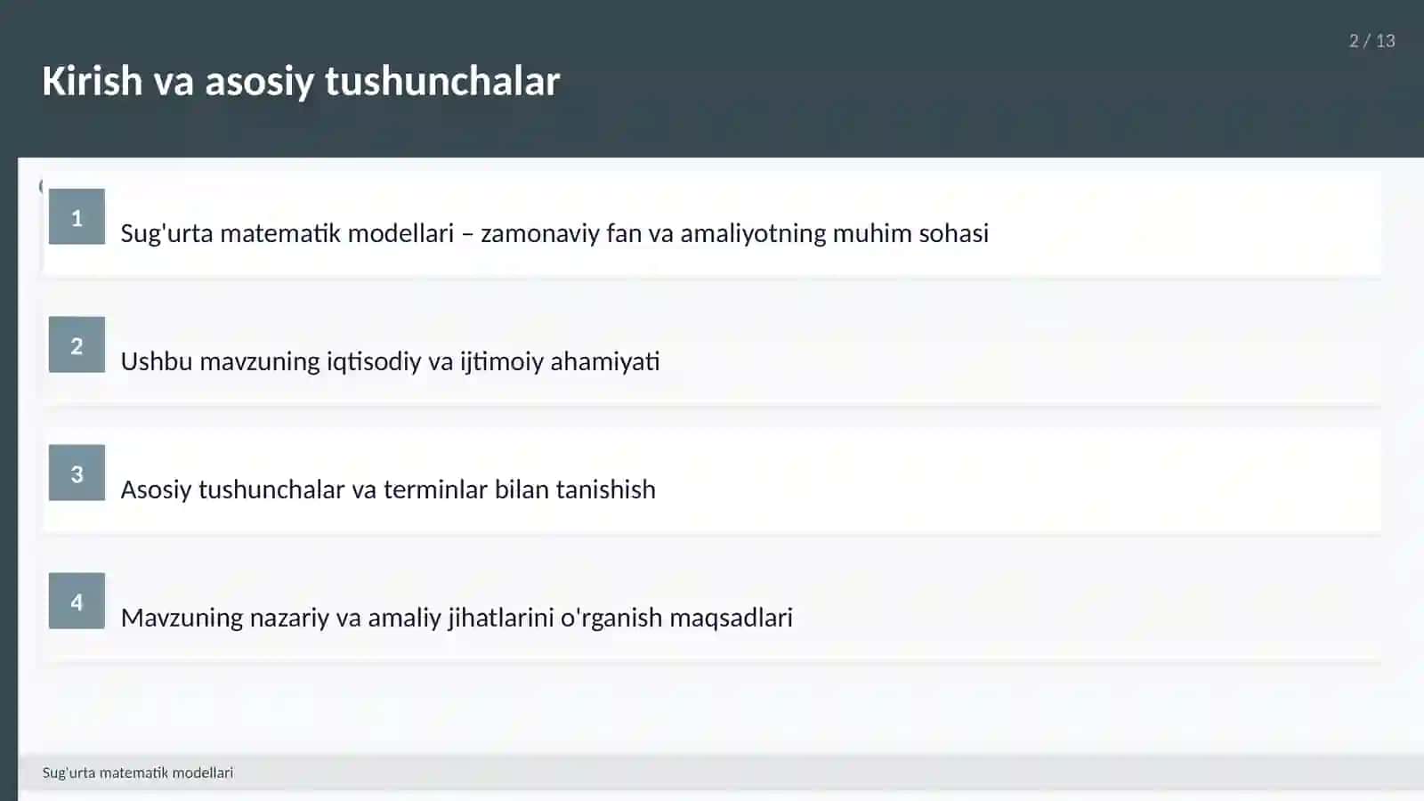 Sug'urta matematik modellari 2