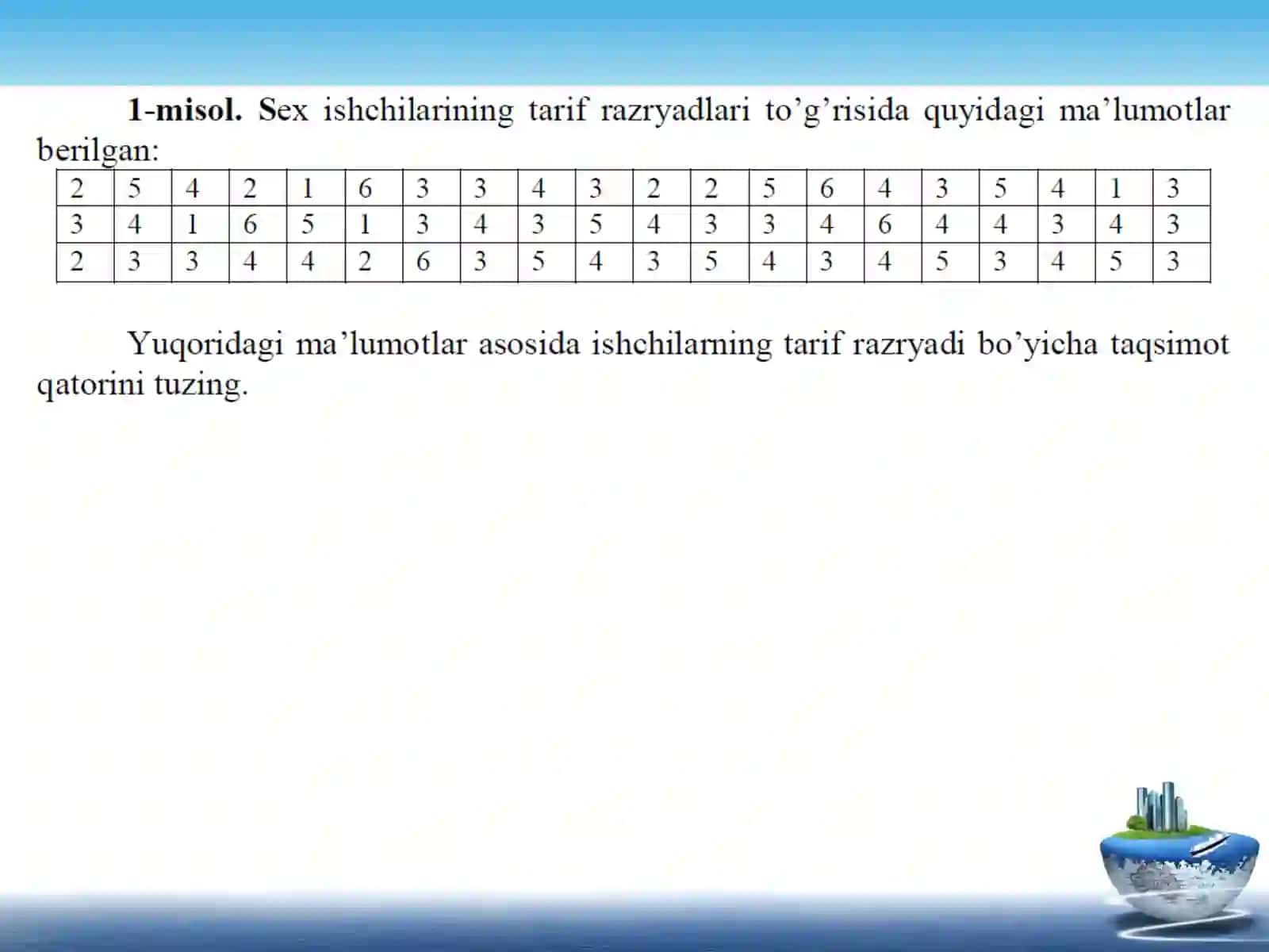 Statistik ma’lumotlarni jadval va grafiklarda tasvirlash 2