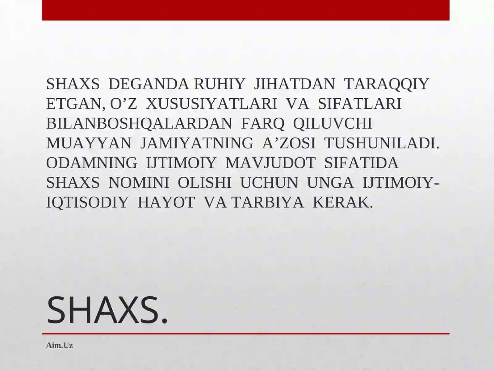 Shaxs rivojlanishi 2