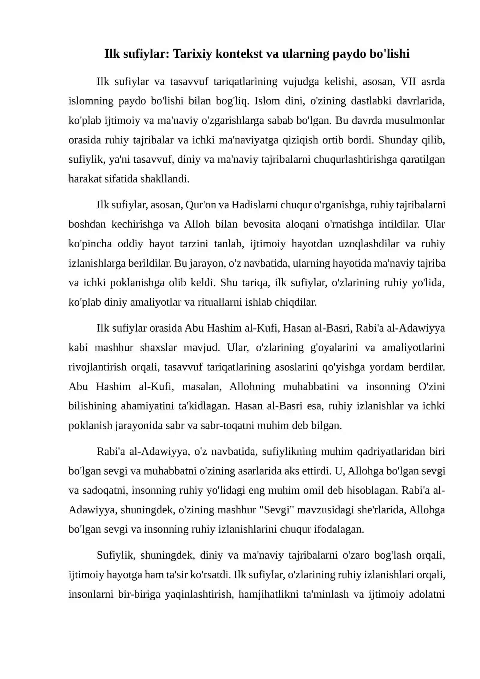 Ilk sufiylar va tasavvuf tariqatlarining vujudga kelishi 2