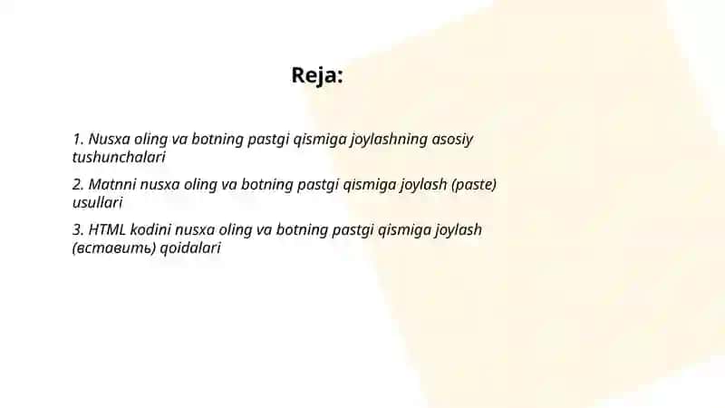 Nusxa oling va botning pastgi qismiga joylash - вставить 2