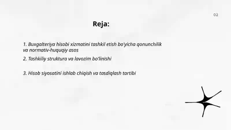 Buxgalteriya hisobi xizmatini tashkil etish 2