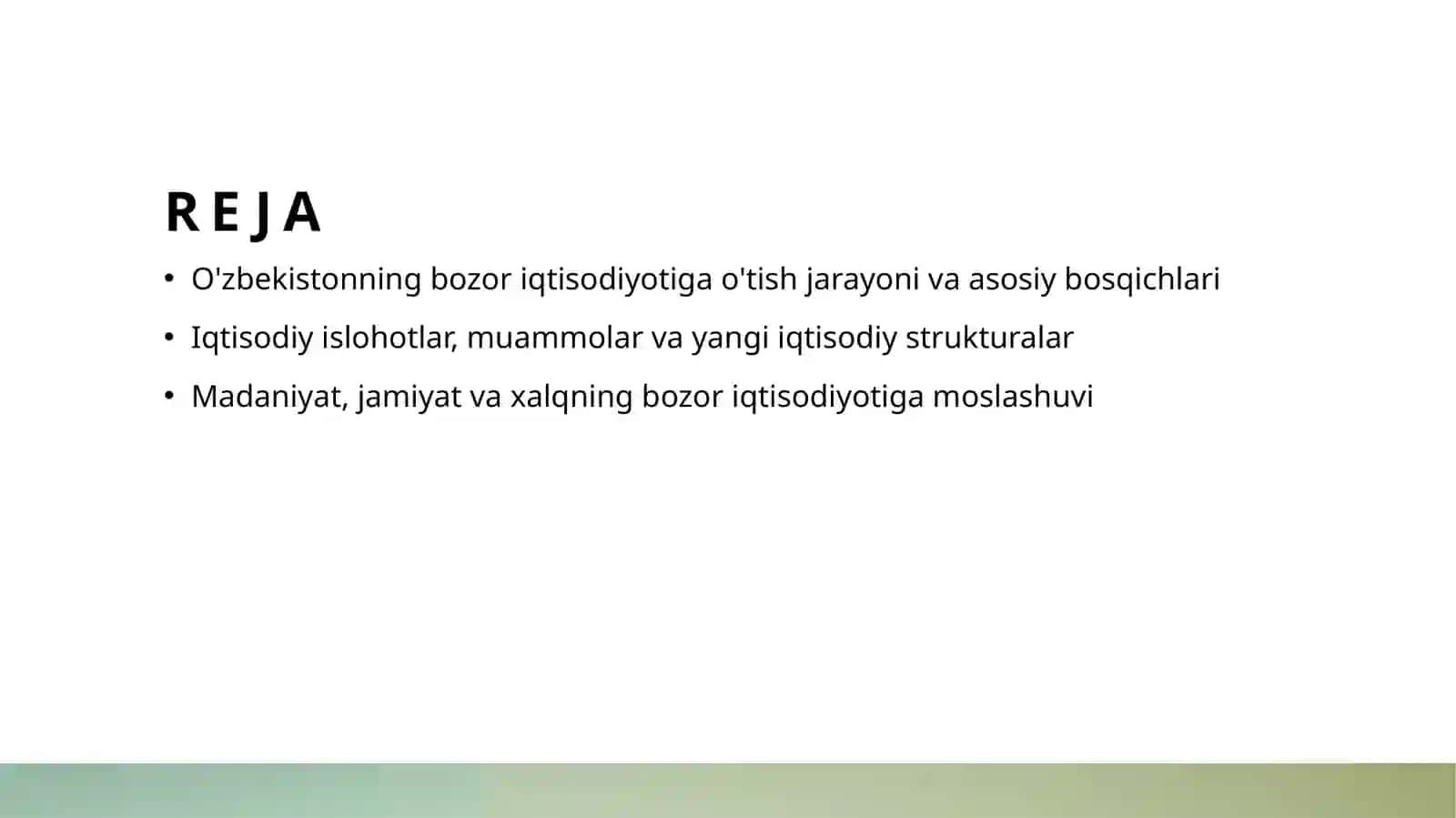 O'zbekistonning bozor iqtisodiyotiga o'tish jarayoni va asosiy bosqichlari 2
