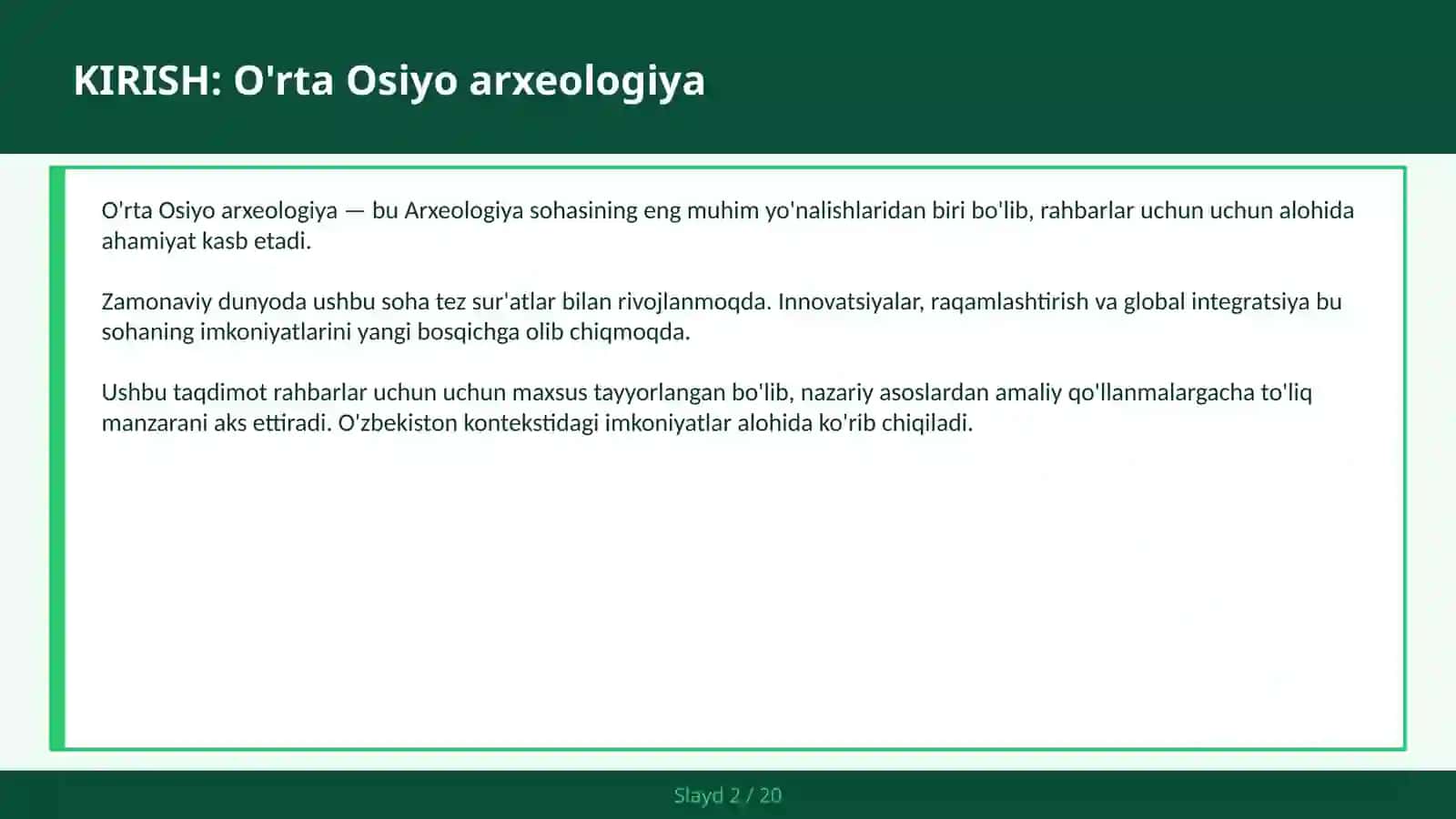 O'rta Osiyo arxeologiya 2