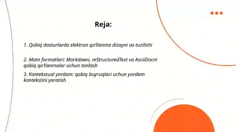Qobiq dasturlarda elektron qoʻllanma yaratish 2