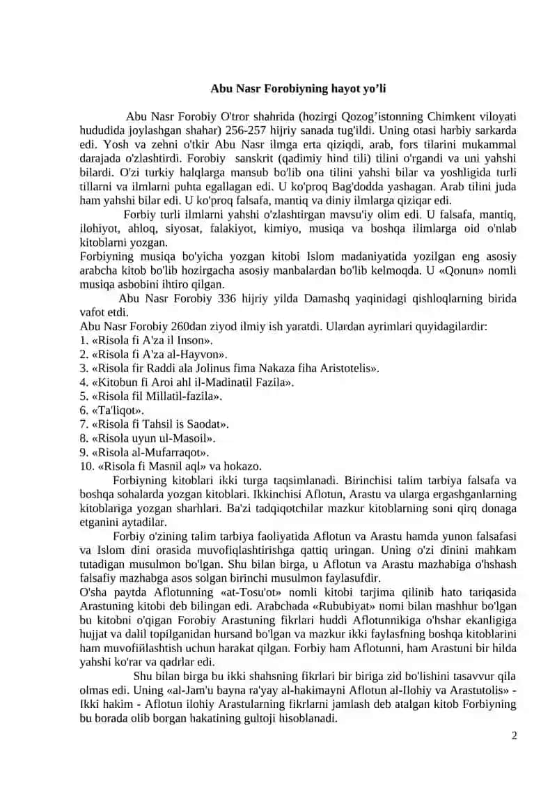 FAROBIY IJODI VA FALSAFASI 2