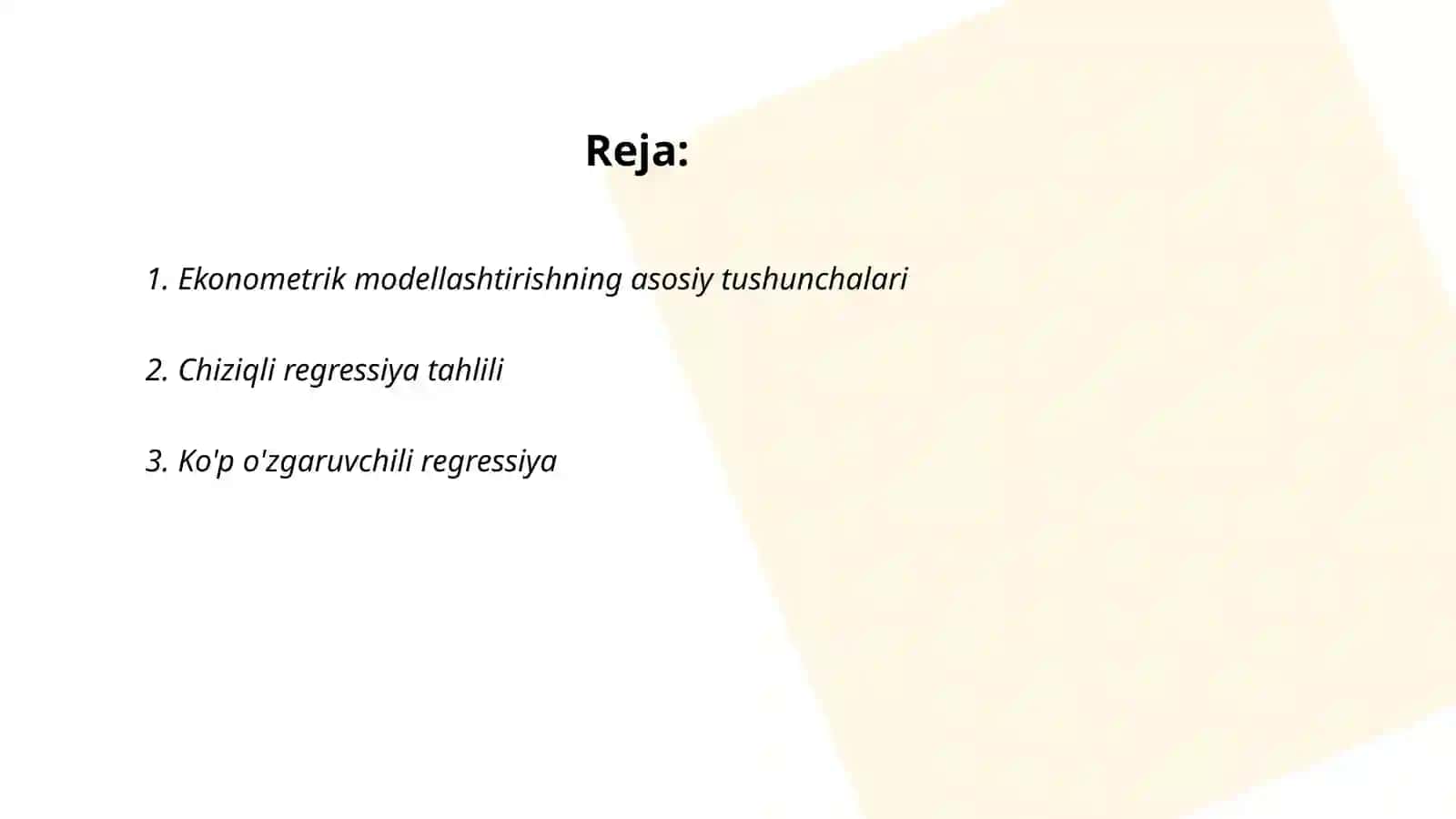 Ekonometrik modellashtirish 2
