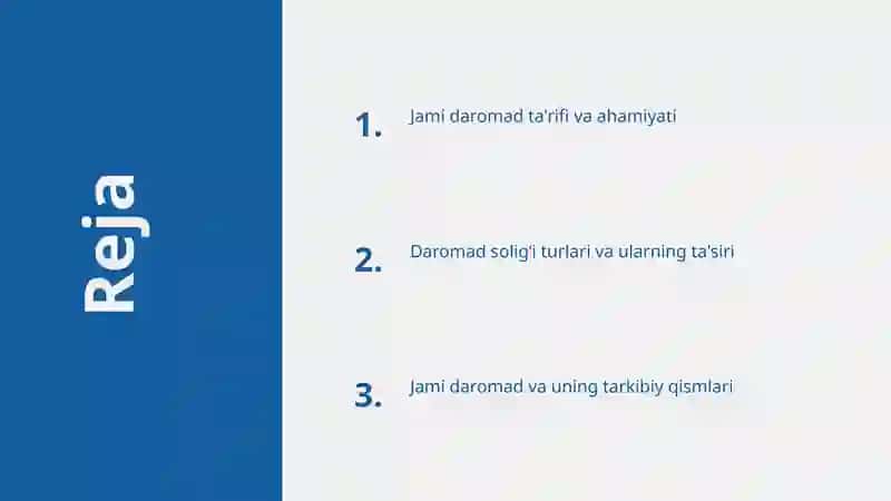 Jami daromad ta'rifi va ahamiyati 2