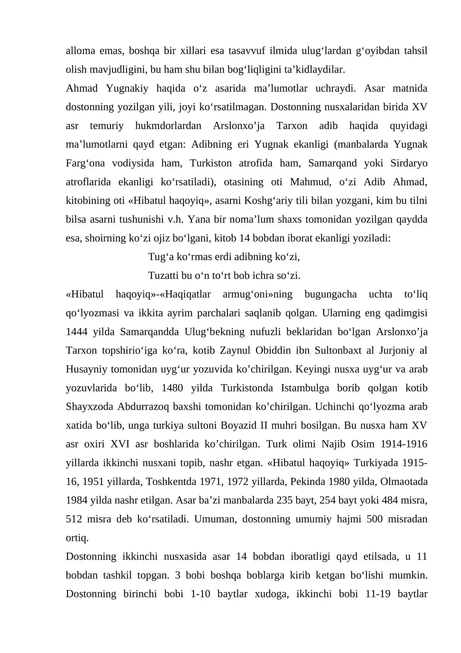 “Ahmad Yugnakiy va uning “Hibatul haqoyiq” 2