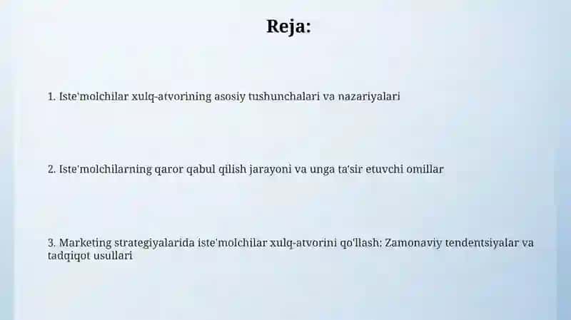 Iste'molchilar xulq-atvori 2