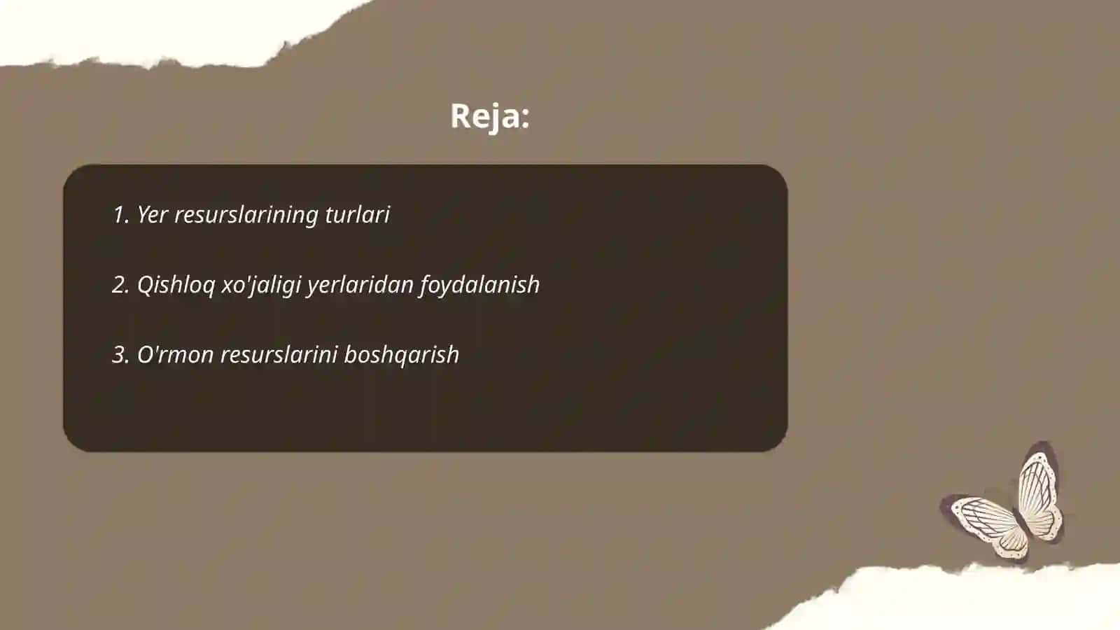 Dunyo yer resurslari va ulardan foydalanishni organish 2