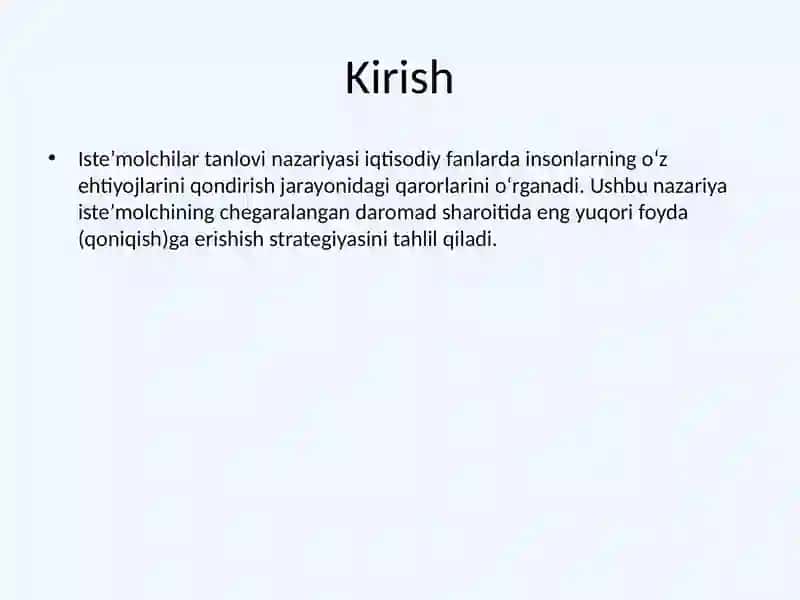 Iste’molchilar tanlovi nazariyasi 2
