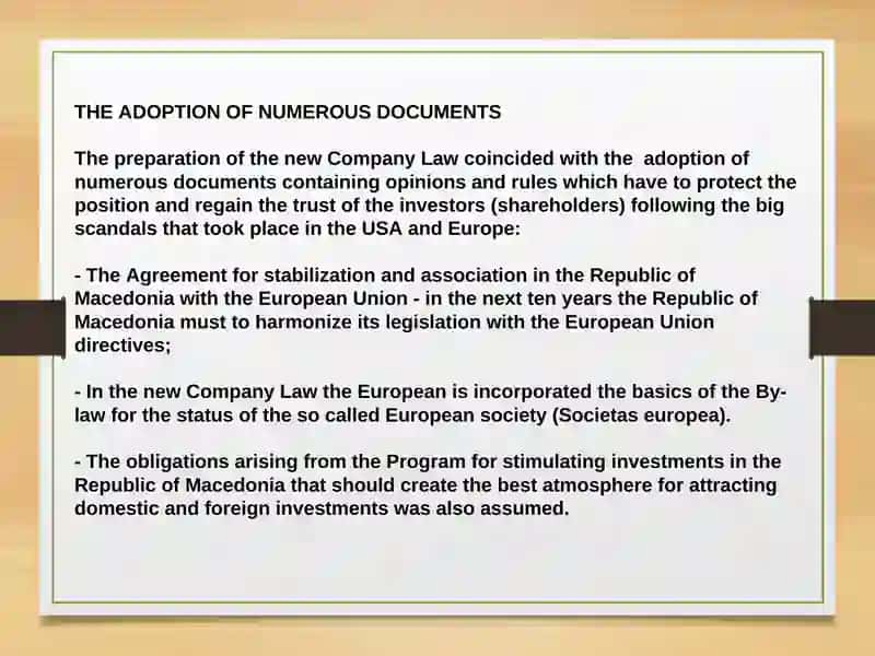 THE ADOPTION OF NUMEROUS DOCUMENTS 2
