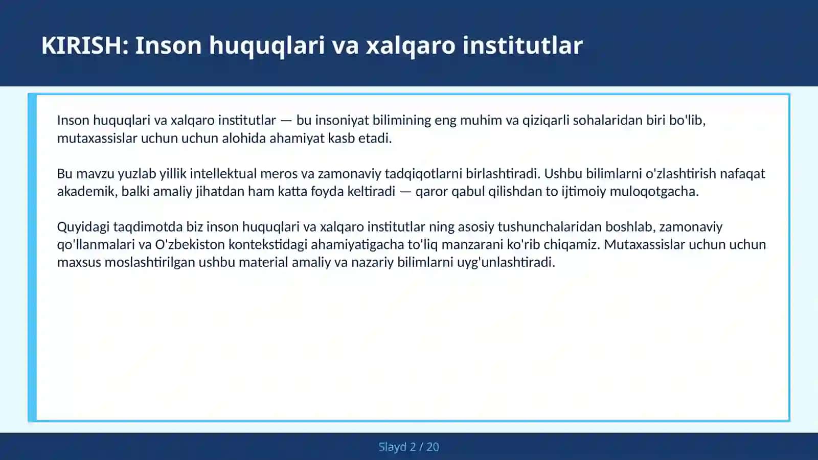 Inson huquqlari va xalqaro institutlar 2