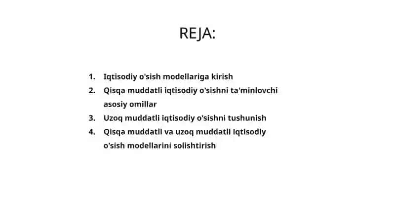 Qisqa muddatli iqtisodiy ósish, uzoq muddatli iqtisodiy ósish modellari 2