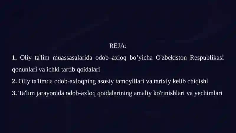 Oliy ta'lim muassasalarida odob–axloq qoidalari 2