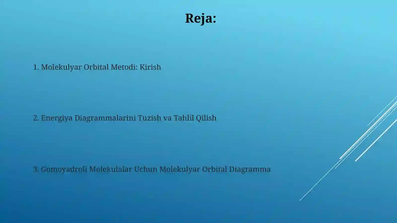 Molekulyar Orbitallar Metodi Gomonuklear Molekulalar va Energetik Diagrammalar Tuzish 2