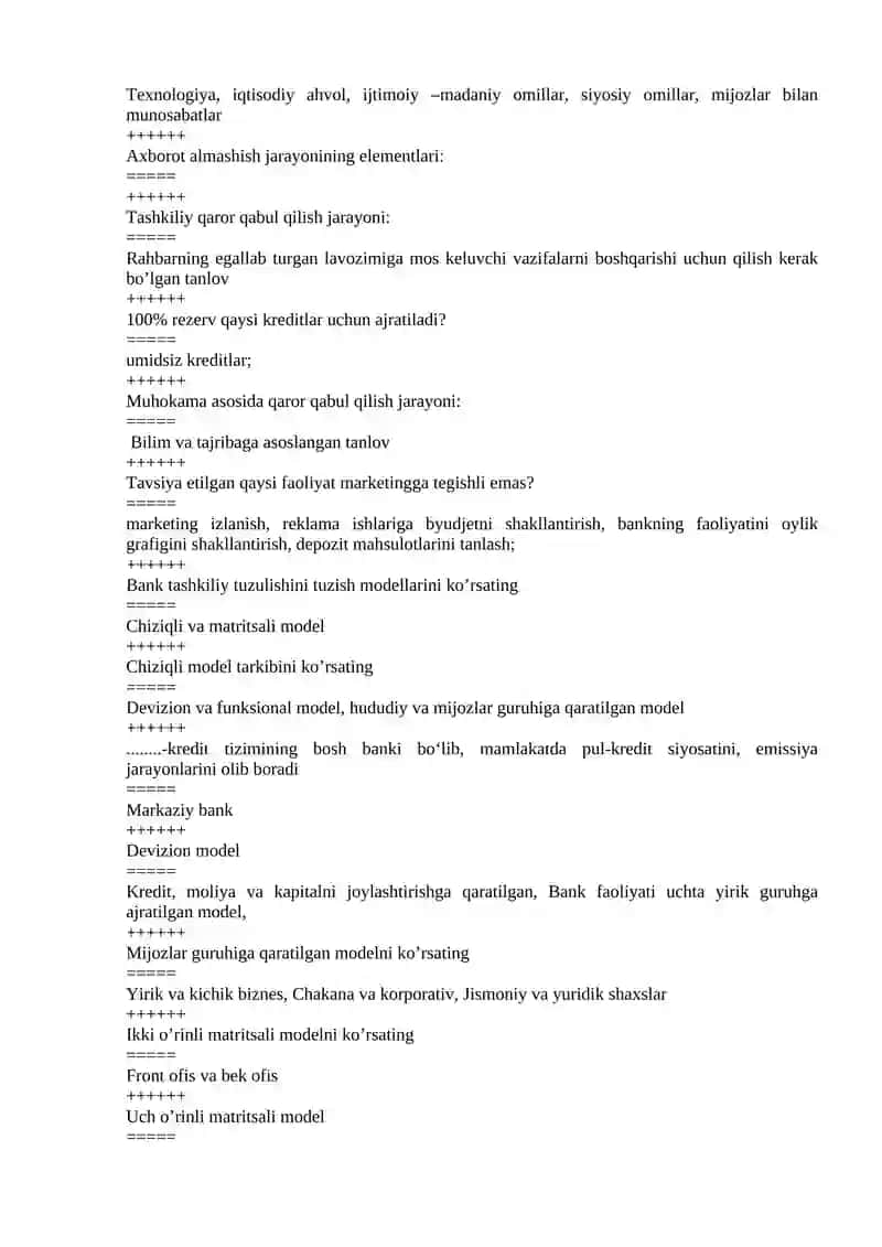 Bank menejmenti tizimi elementlari 2