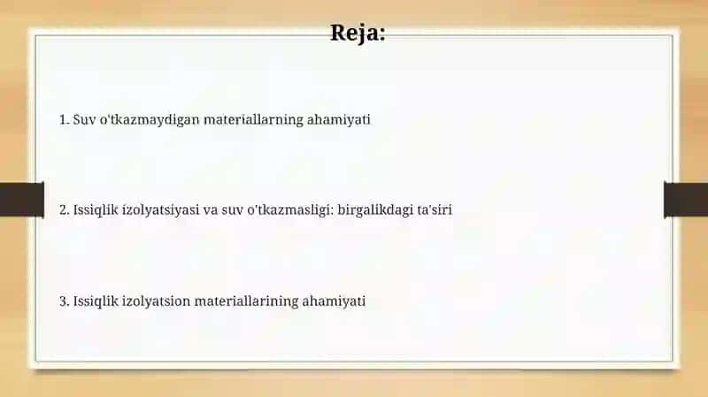 Suv o'tkazmaydigan materiallarini muhimligi 2