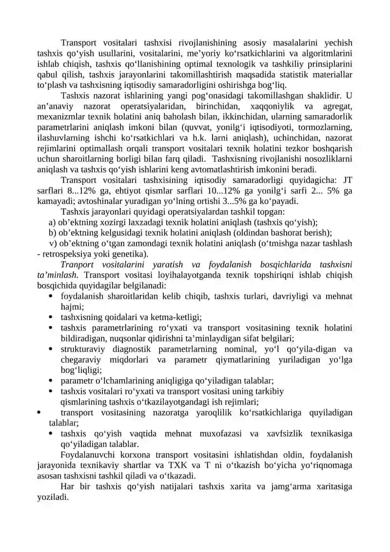 TRANSPORT VOSITALARI TEXNIK HOLATINI BOSHQARISH 2