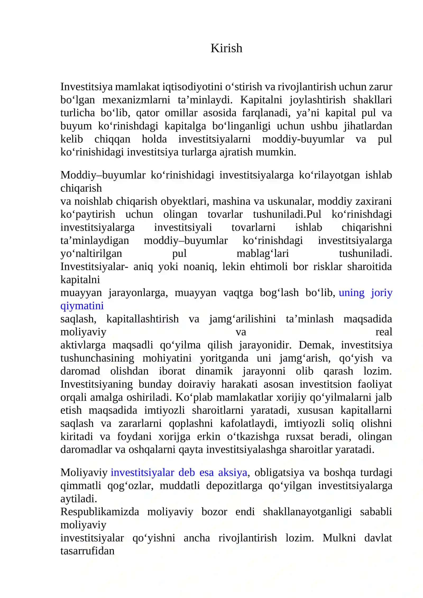 Investitsiya faoliyati 2