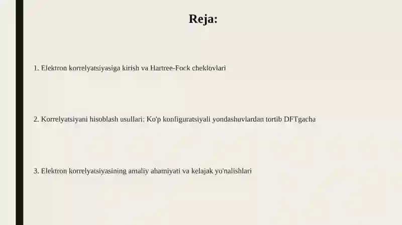 Elektron korrelyatsiyasini hisobga olish 2