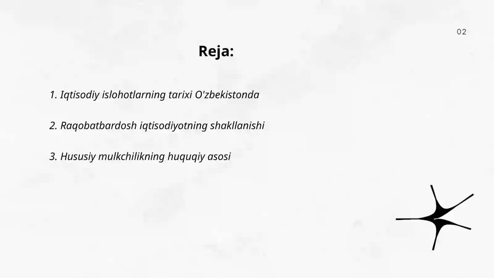 Iqtisodiy islohotlar, hususiy mulkchilikning shakllanishi. O’zbekistonda bozor munosabatlarining rivojlanishi 2