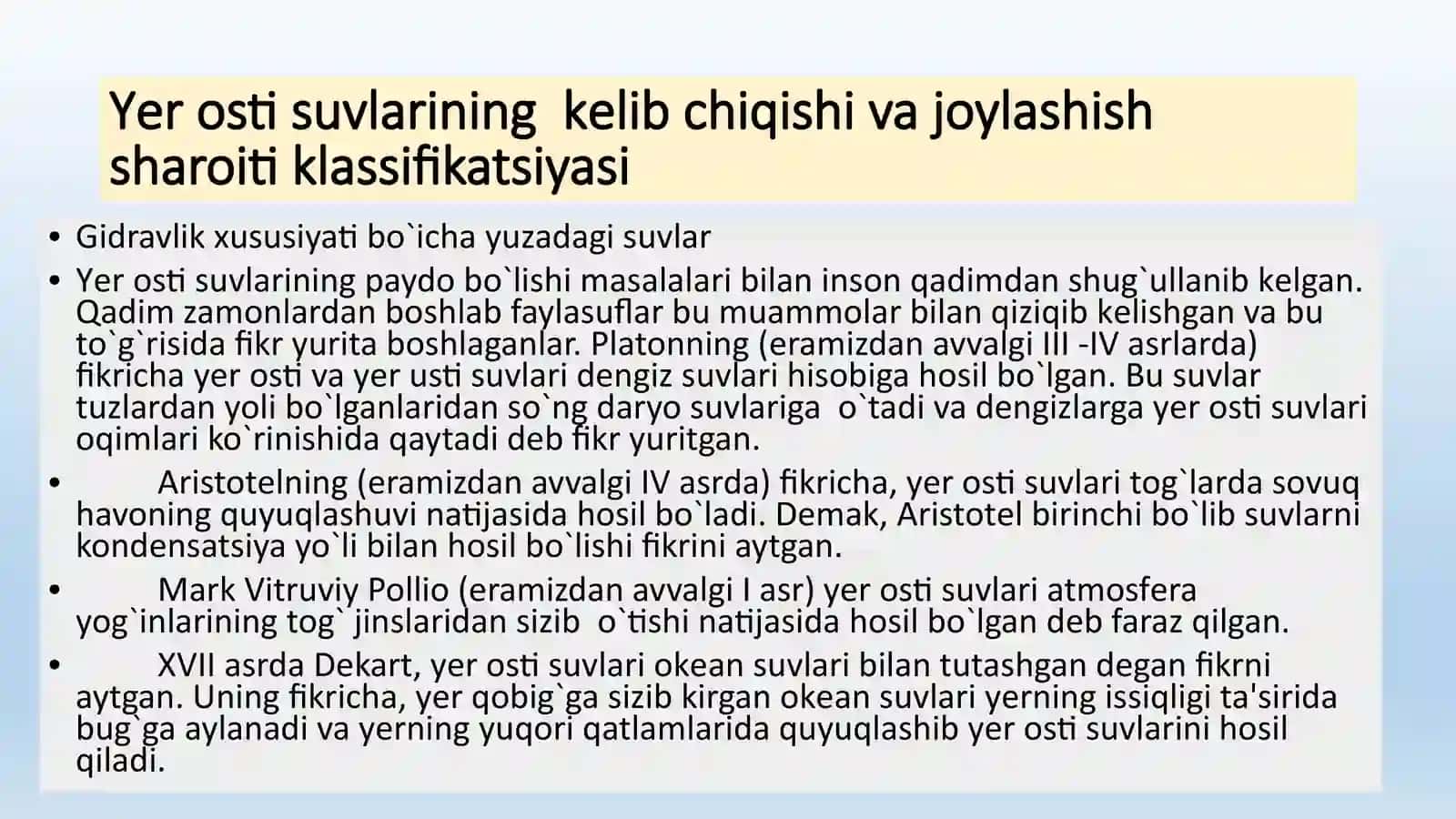YеR OSTI SUVLARI DINAMIKASI ASOSLARI 2