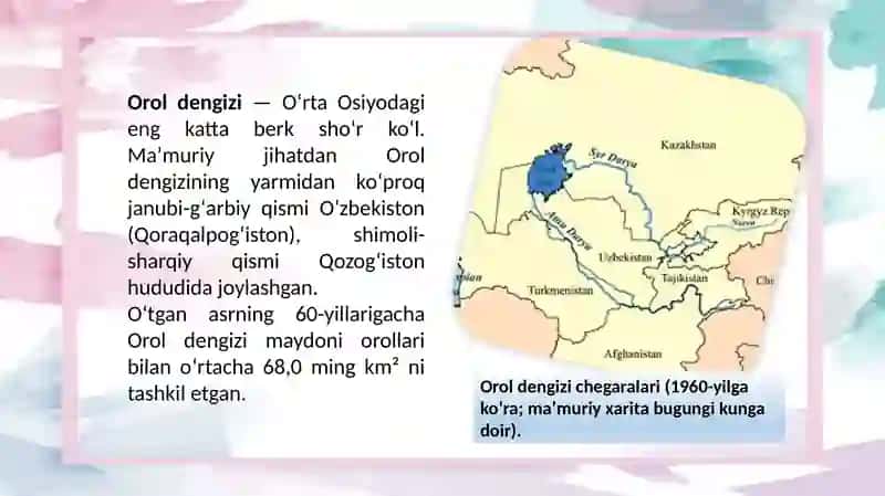 Orol dengizi atrofida olib borilayotgan ekologik tadbirlar 2