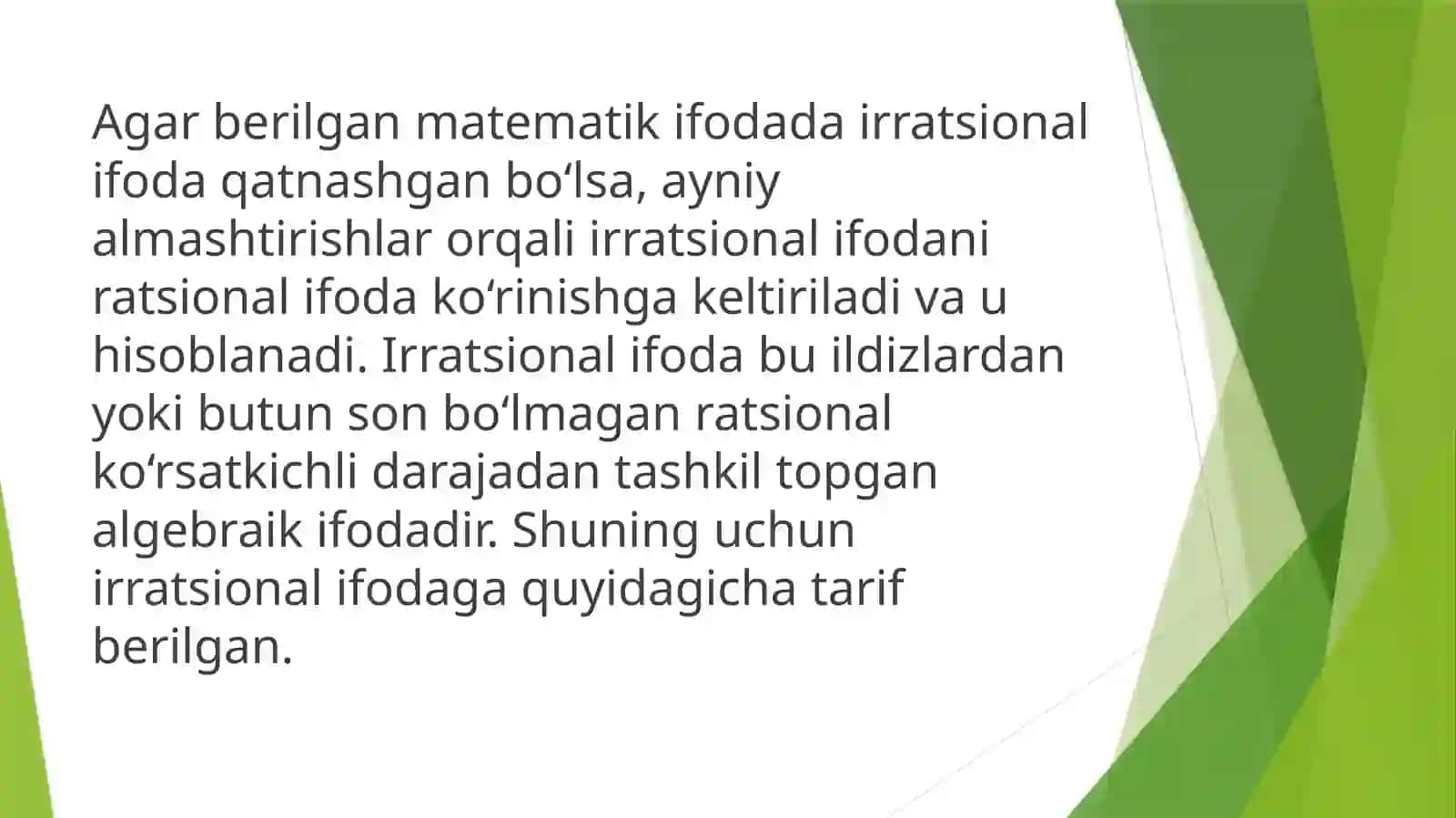 Irratsionalifodalarni integrallash 2