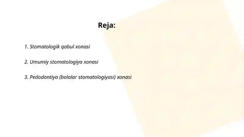 Stomatologik bòlim va xonalar 2