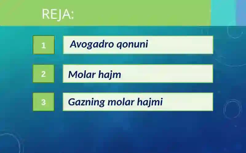 AVOGADRO QONUNI. MOLAR HAJM 2