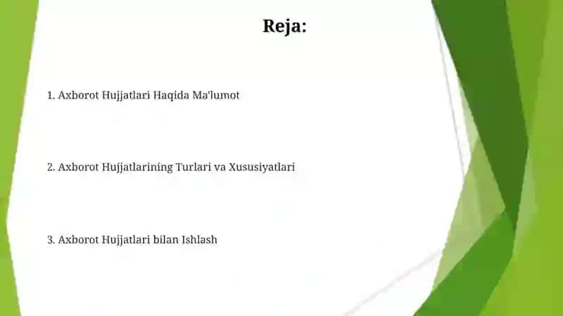 Axborot Hujjatlari Haqida Ma'lumot 2