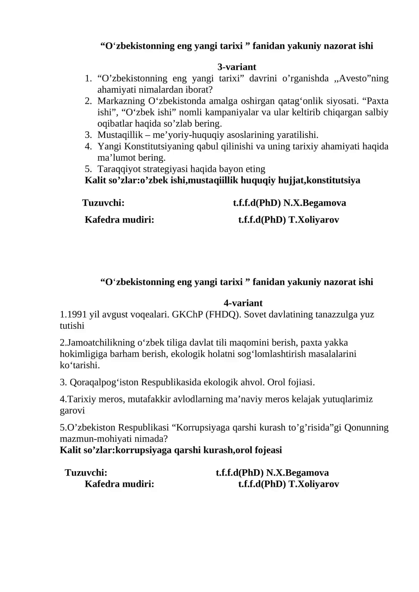 O‘zbekistonning eng yangi tarixi 2