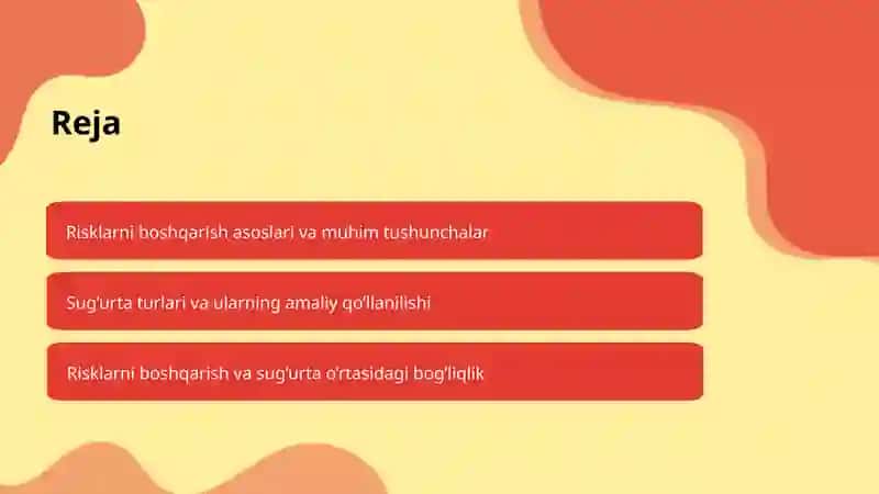 Risklarni boshqarish va ularni sug’urtalash 2