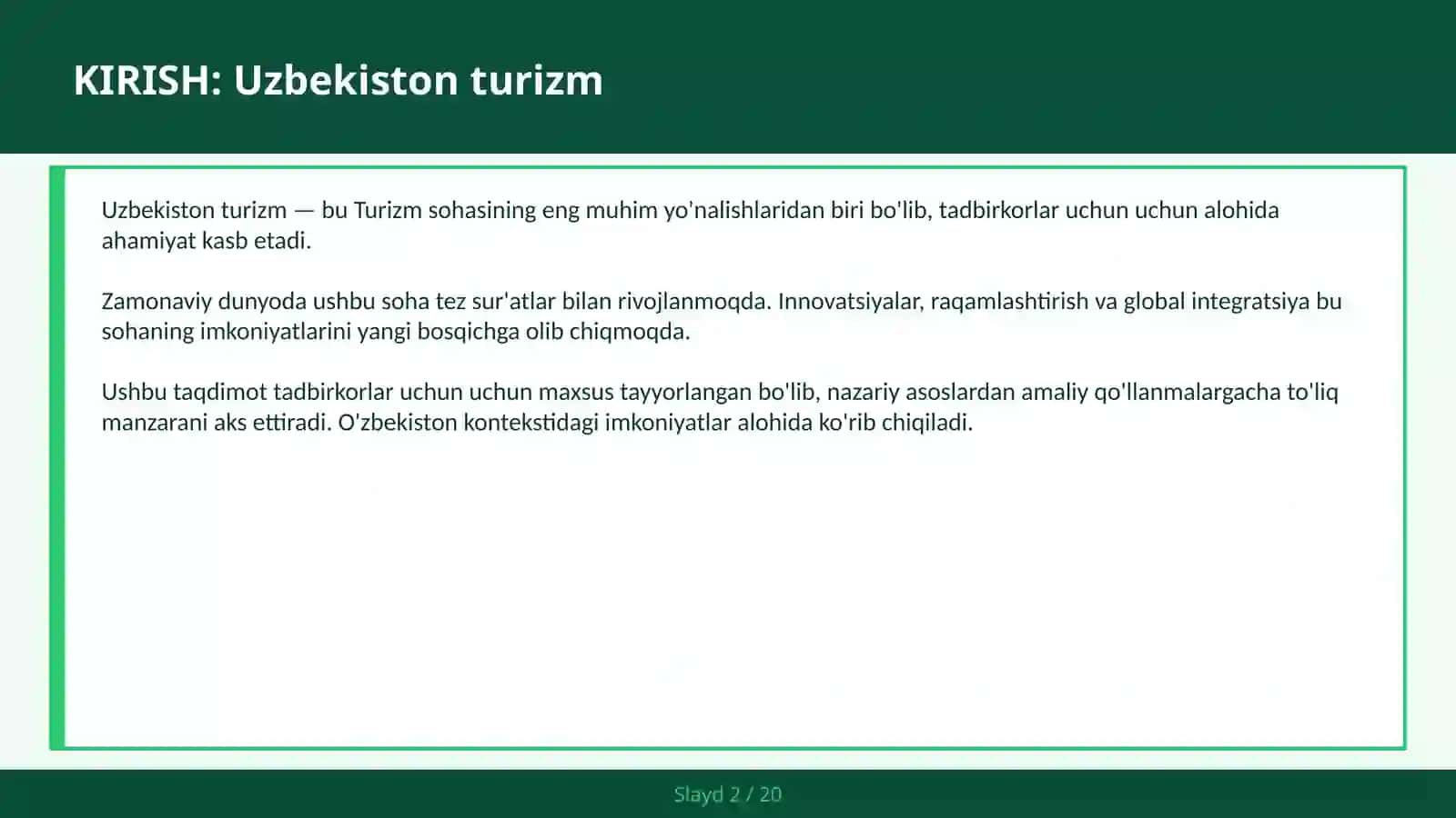 Uzbekiston turizm 2