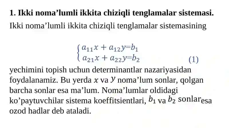 Chiziqli Tenglamalar Sistemasi 2