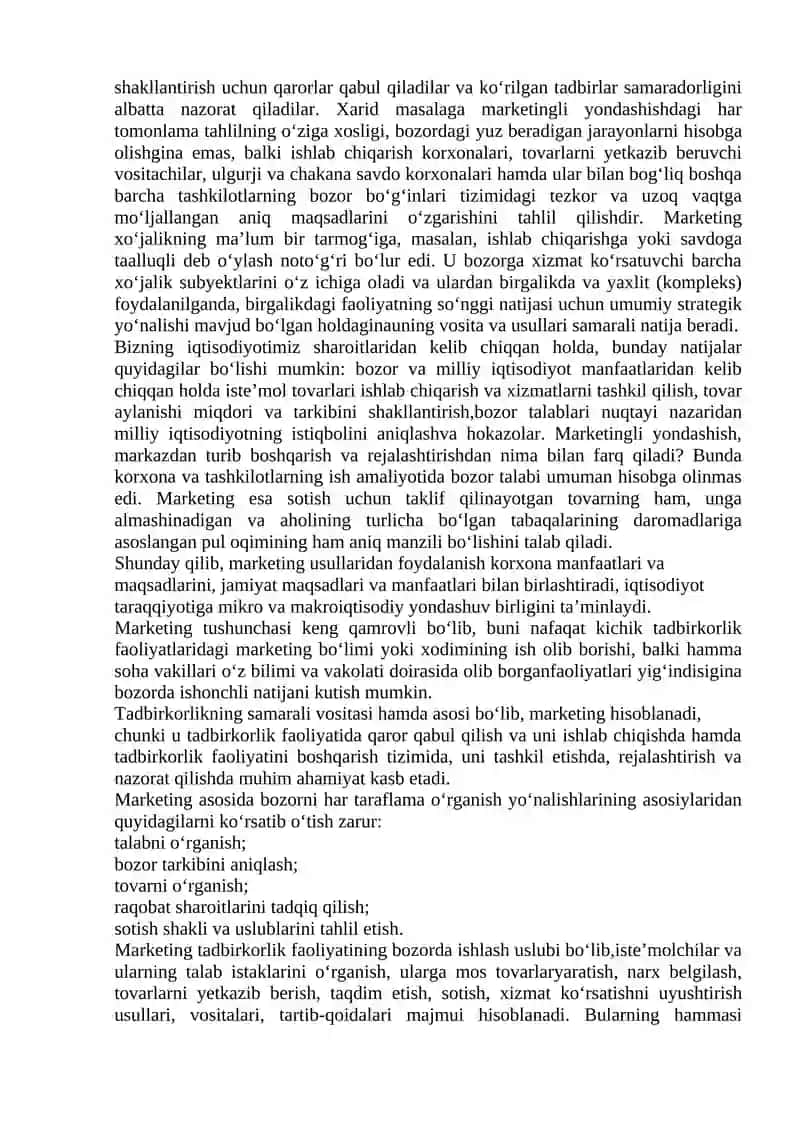 Tadbirkorlik faoliyatida marketing 2