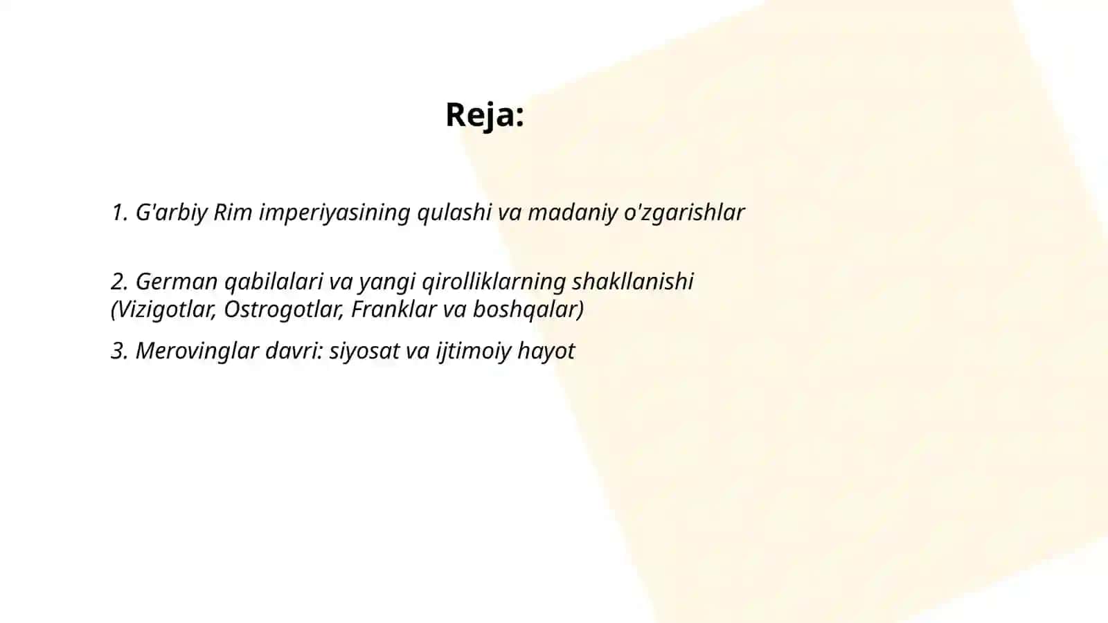 G'arbiy Yevropa madaniyati ilk o'rta asrlarda 2