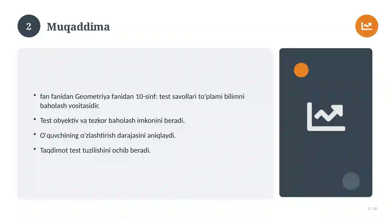 Geometriya fanidan 10-sinf: test savollari to'plami 2